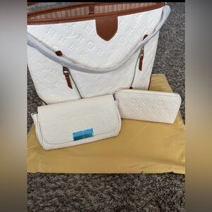 Elegant White Designer Tote and Wallet Set